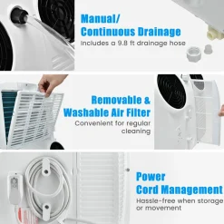 12000 BTU Portable Air Conditioner, with Dual Hose, Remote Control