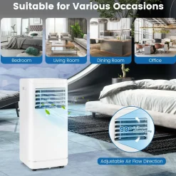 8000 BTU Portable Air Conditioner, Personal AC Unit with Dehumidifier & Fan Mode, Sleep Mode, 24H Timer