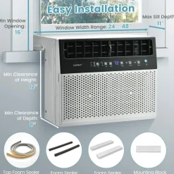 10000 BTU Window Air Conditioner, Over the Sill AC with Energy Saver Modes