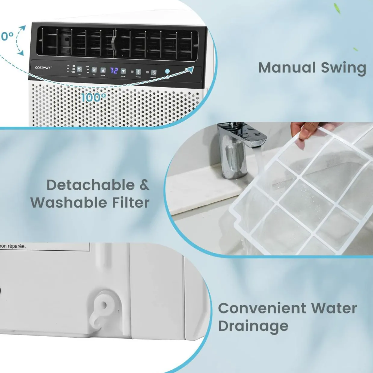 10000 BTU Window Air Conditioner, Over the Sill AC with Energy Saver Modes