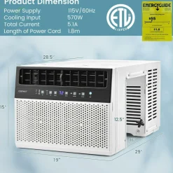 10000 BTU Window Air Conditioner, Over the Sill AC with Energy Saver Modes