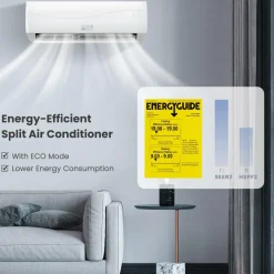 18000Btu/H Mini Wall-Mounted AC Unit with Heat Pump & Ductless Inverter System Rooms up to 1250 Sq.Ft, 18000BTU, 208-230V, 19 SEER