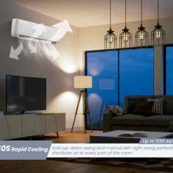 18000Btu/H Mini Wall-Mounted AC Unit with Heat Pump & Ductless Inverter System Rooms up to 1250 Sq.Ft, 18000BTU, 208-230V, 19 SEER