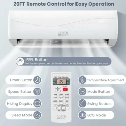 18000Btu/H Mini Wall-Mounted AC Unit with Heat Pump & Ductless Inverter System Rooms up to 1250 Sq.Ft, 18000BTU, 208-230V, 19 SEER