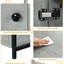 Cat Litter Box Enclosure, 2-in-1 Hidden Cat Washroom & Side Table W/ 2-Tier Storage Shelf