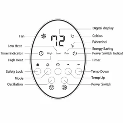 Ceramic Space Heater, Oscillating Tower Heater, Portable Infrared Heater Fan Indoor Use with Remote