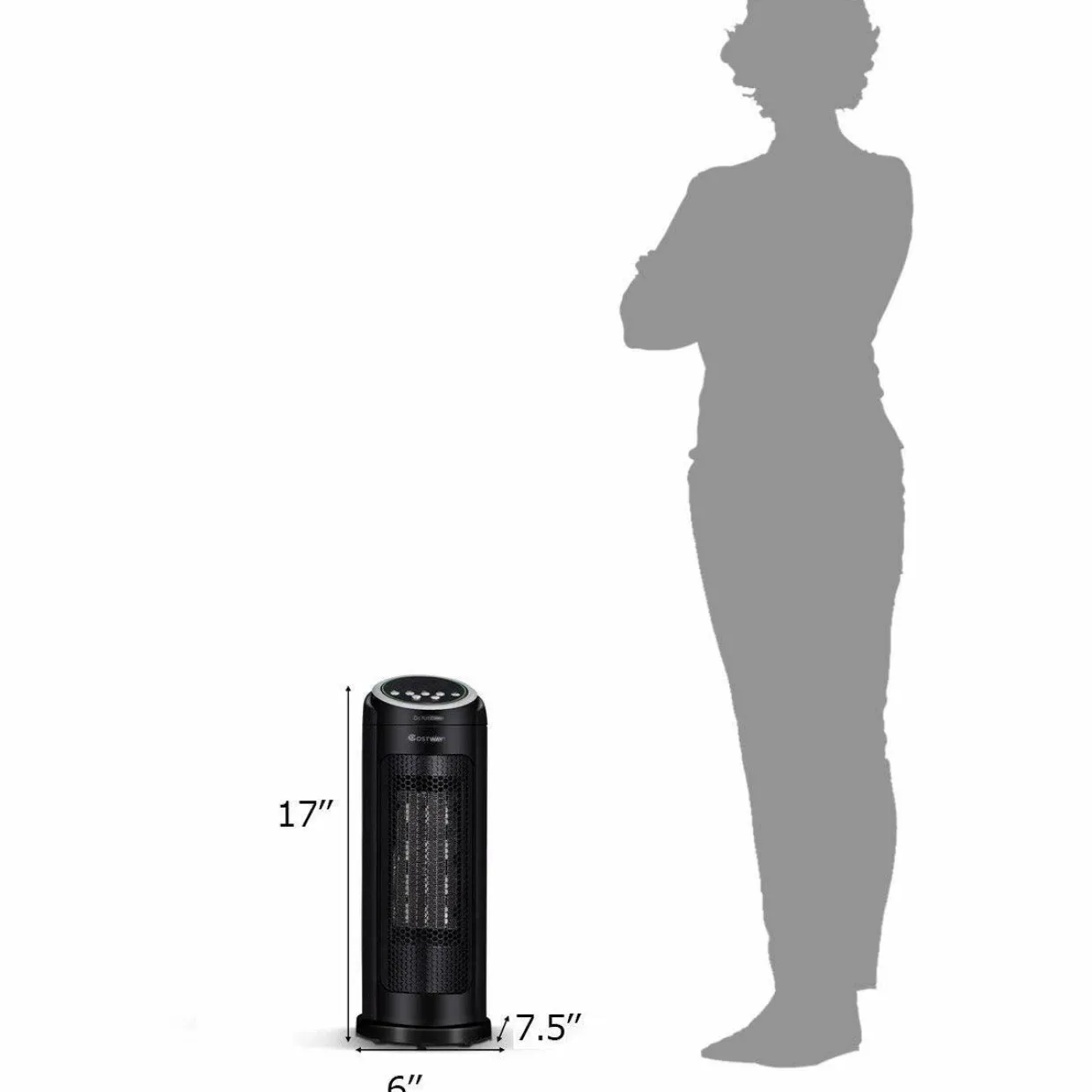 Ceramic Space Heater, Oscillating Tower Heater, Portable Infrared Heater Fan Indoor Use with Remote