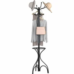 Coat Rack Metal Frame Study Portable Free Standing Entryway Hat Coat Jacket Umbrella Holder