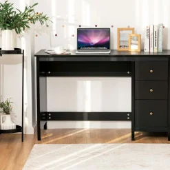 Computer Desk with 3 Storage Drawers, Modern Home Office Desk w/Spacious Desktop