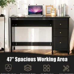 Computer Desk with 3 Storage Drawers, Modern Home Office Desk w/Spacious Desktop