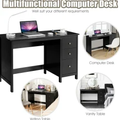 Computer Desk with 3 Storage Drawers, Modern Home Office Desk w/Spacious Desktop