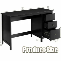 Computer Desk with 3 Storage Drawers, Modern Home Office Desk w/Spacious Desktop