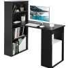 Computer Desk with Bookcase, Writing Study Desk with Storage Shelves & CPU Stand