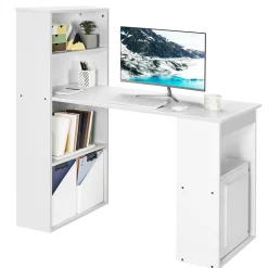 Computer Desk with Bookcase, Writing Study Desk with Storage Shelves & CPU Stand
