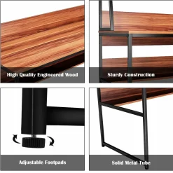 Computer Desk with Hutch & Bookshelf, 47 Inches Space Saving Writing Study Table Home Office Desk