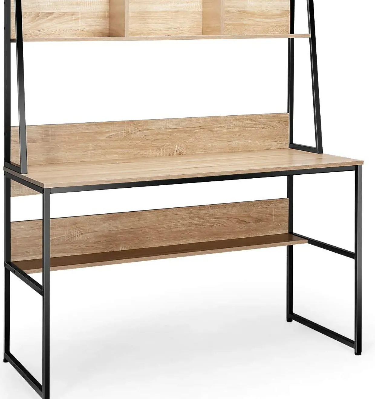 Computer Desk with Hutch & Bookshelf, 47 Inches Space Saving Writing Study Table Home Office Desk