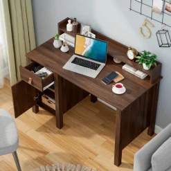 Computer Desk with Storage Drawer & Cabinet, 48 Inch Vintage Desk
