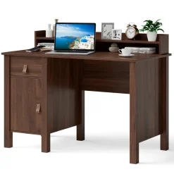 Computer Desk with Storage Drawer & Cabinet, 48 Inch Vintage Desk
