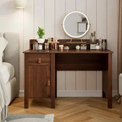 Computer Desk with Storage Drawer & Cabinet, 48 Inch Vintage Desk