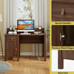 Computer Desk with Storage Drawer & Cabinet, 48 Inch Vintage Desk