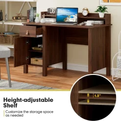 Computer Desk with Storage Drawer & Cabinet, 48 Inch Vintage Desk