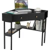 Corner Desk with 2 Drawers, 90 Degrees Triangle Corner Computer Desk for Small Space