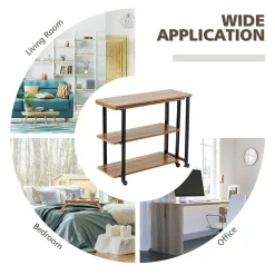 360-Degree Free Rotating Sofa Side Table, Mobile Couch Desk with 2-Tier Storage Shelves