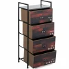 4 Drawer Dresser, Vertical Dresser Storage Tower with Fabric Drawers and Steel Frame
