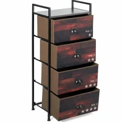 4 Drawer Dresser, Vertical Dresser Storage Tower with Fabric Drawers and Steel Frame