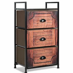 3 Drawer Dresser, Vertical Dresser Storage Tower with Fabric Drawers and Steel Frame