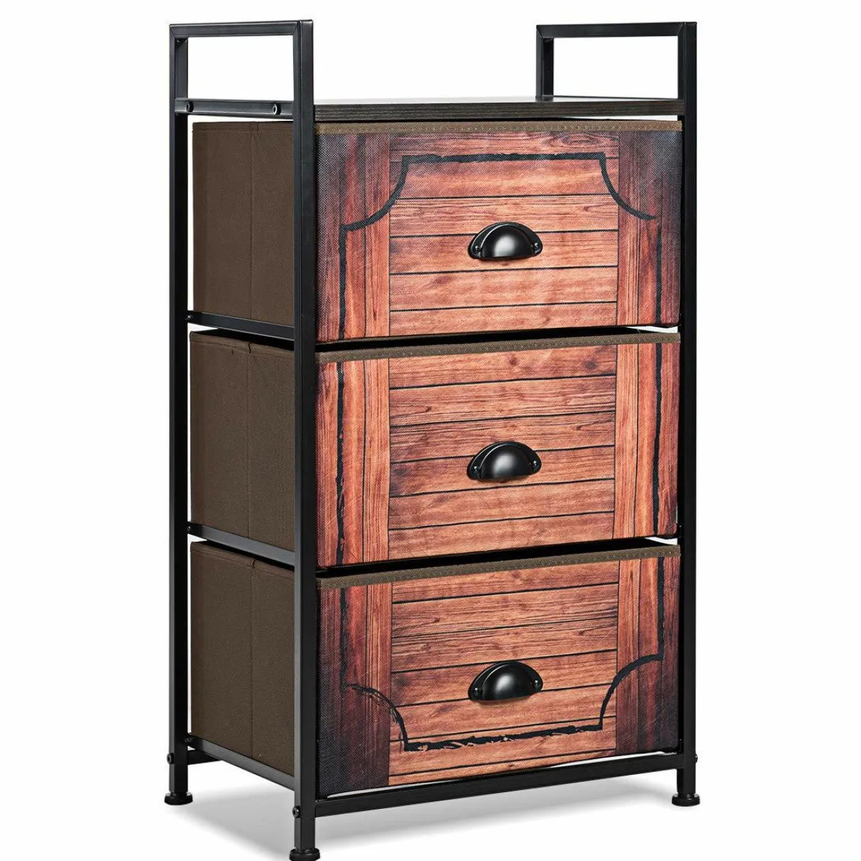 3 Drawer Dresser, Vertical Dresser Storage Tower with Fabric Drawers and Steel Frame
