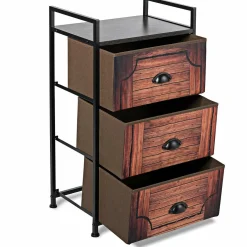 3 Drawer Dresser, Vertical Dresser Storage Tower with Fabric Drawers and Steel Frame
