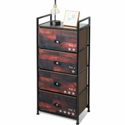 4 Drawer Dresser, Vertical Dresser Storage Tower with Fabric Drawers and Steel Frame