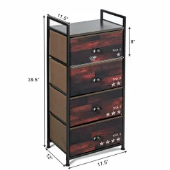 4 Drawer Dresser, Vertical Dresser Storage Tower with Fabric Drawers and Steel Frame