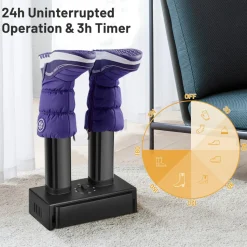 Electric Boot Warmer with Heat, Timer Knob, Power Indicator, 24 H Operation