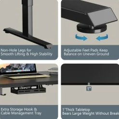 Electric Dual Motor Standing Desk, 48 x 24/48 x 30 Inch Height Adjustable Sit Stand Computer Workstation