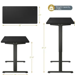 Electric Dual Motor Standing Desk, 48 x 24/48 x 30 Inch Height Adjustable Sit Stand Computer Workstation