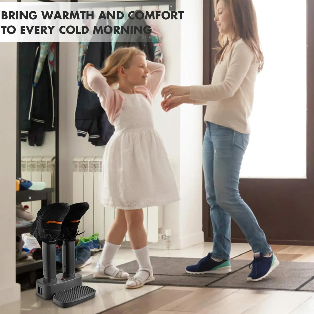 Electric Shoe Dryer, Double Free-Retractable Drying Tubes for Shoe, Boot, Glove