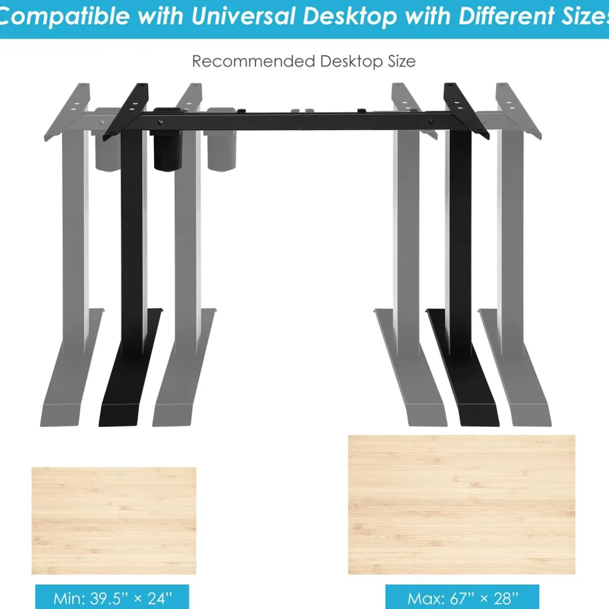 Electric Standing Desk Frame, Height Adjustable Motorized Standing Workstation Base