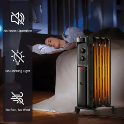 Electric 1500W Oil Filled Radiator Heater, Space Heater Radiator with 3 Heat Settings