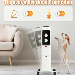 Electric 1500W Oil Filled Radiator Heater, Space Heater Radiator with 3 Heat Settings