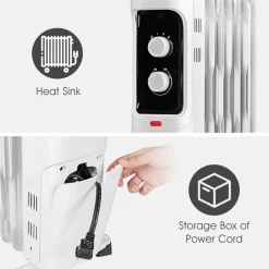 Electric 1500W Oil Filled Radiator Heater, Space Heater Radiator with 3 Heat Settings