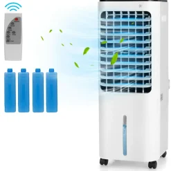 Evaporative Air Cooler, 4-In-1 Bladeless Swamp Cooler with Remote Control