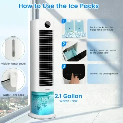 Evaporative Air Cooler, 42-Inch Height Portable Quiet Swamp Cooler