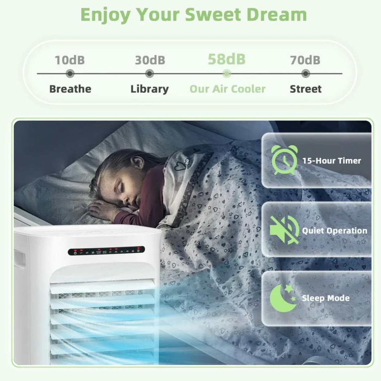 Evaporative Air Cooler, Portable Cooling Fan & Humidifier with Remote