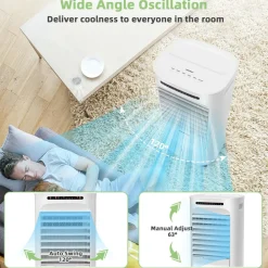 Evaporative Air Cooler, Portable Cooling Fan & Humidifier with Remote