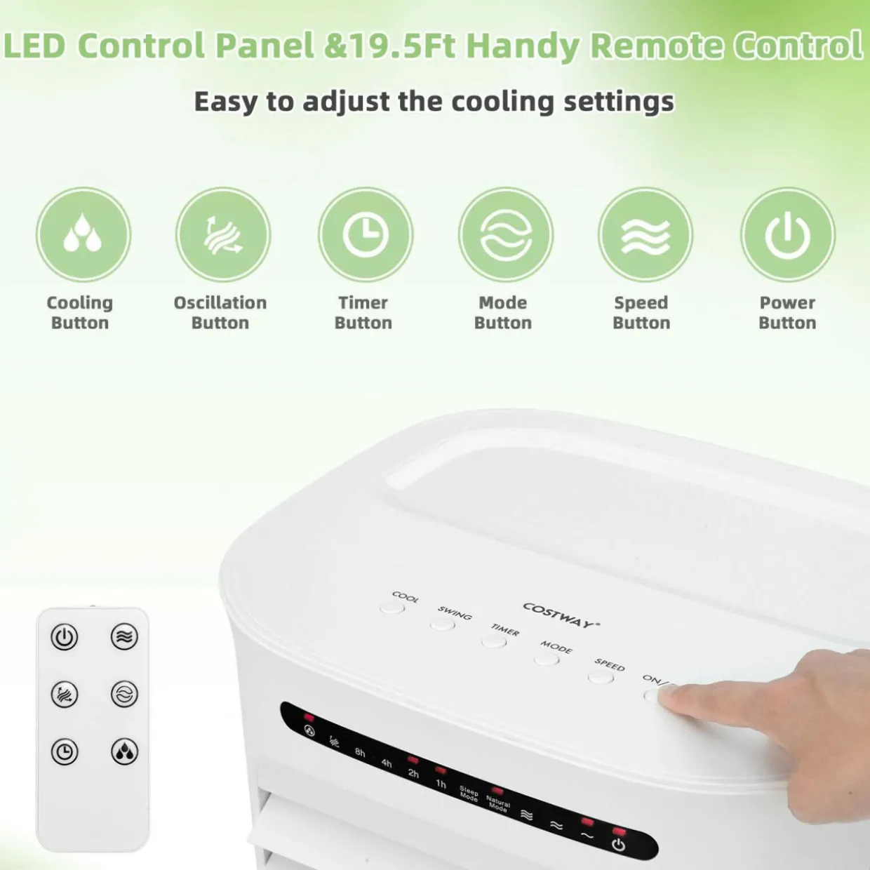 Evaporative Air Cooler, Portable Cooling Fan & Humidifier with Remote