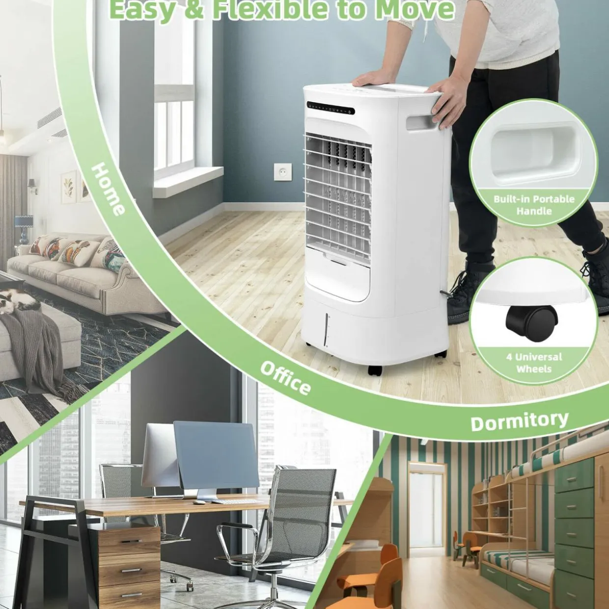 Evaporative Air Cooler, Portable Cooling Fan & Humidifier with Remote