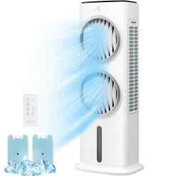 Evaporative Air Cooler, with Remote Control, 3-in-1 Portable Quiet Swamp Cooler with 3 Modes