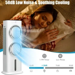 Evaporative Air Cooler, with Remote Control, 3-in-1 Portable Quiet Swamp Cooler with 3 Modes